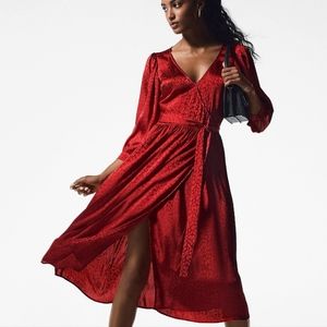 Michael Kors Leopard Print Red Wrap Dress Small
